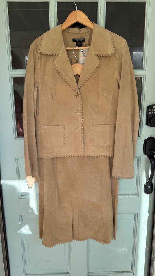 Vintage Suede Jacket & Skirt Set (M)