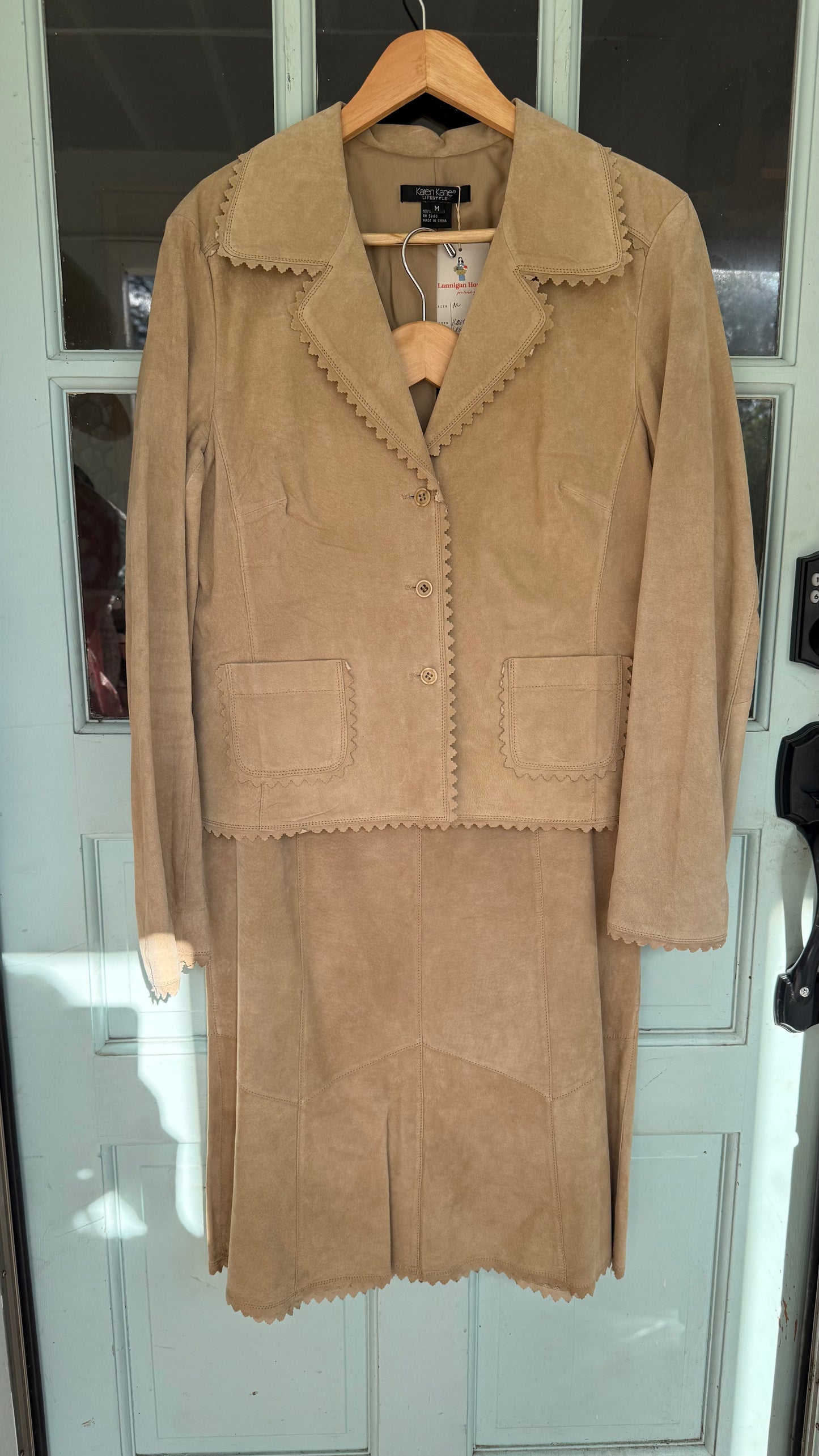 Vintage Suede Jacket & Skirt Set (M)
