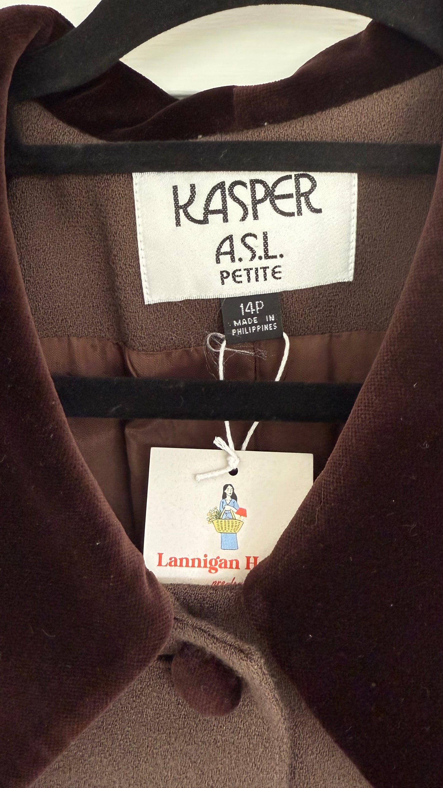 Vintage Chocolate Brown Velvet Trim Wool Blazer (14)