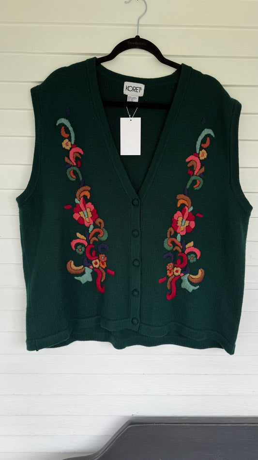 Vintage Embroidered Sweater Vest (2X)