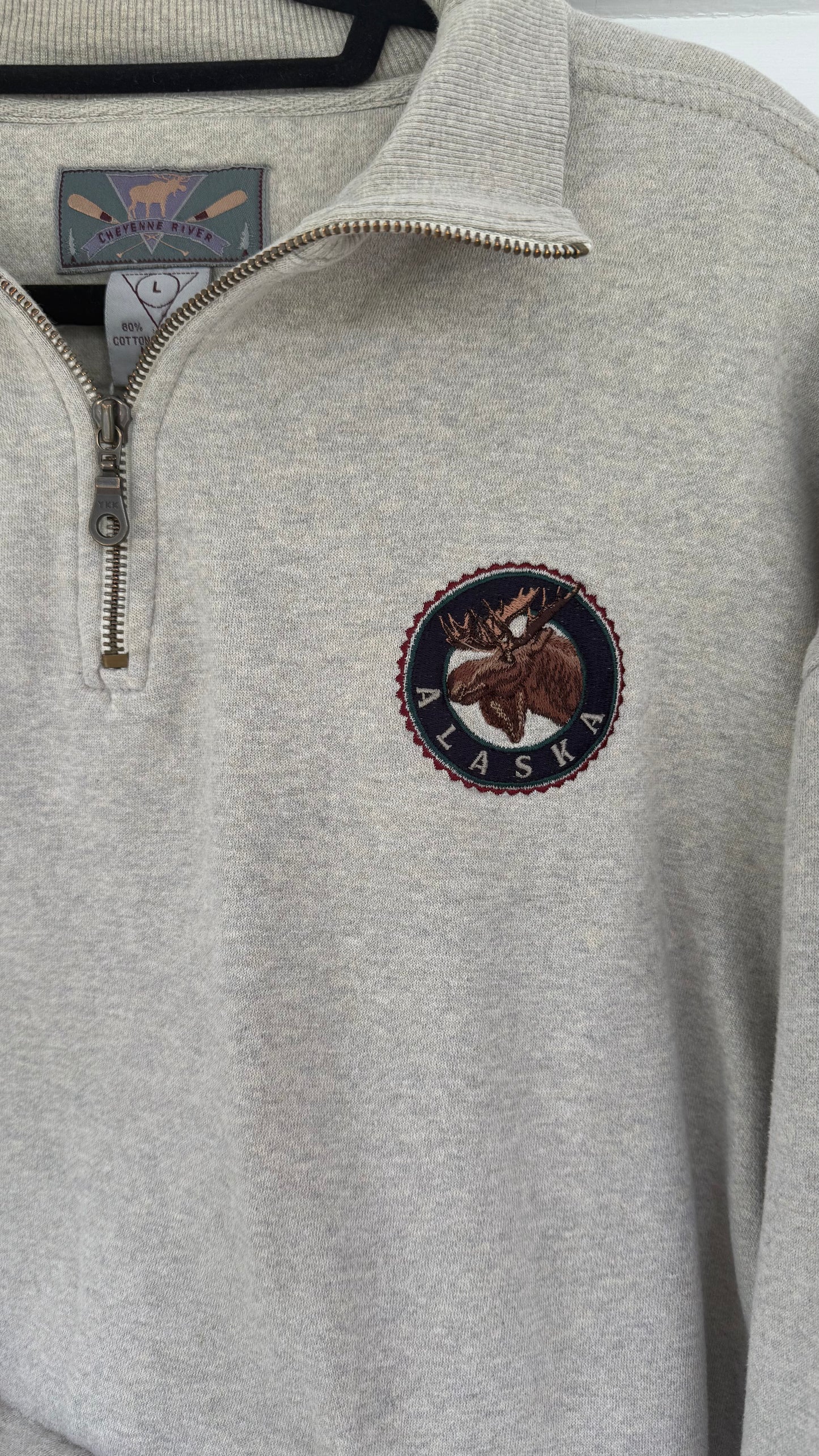 Vintage Alaskan Moose Cut-Off Quarter Zip (L)