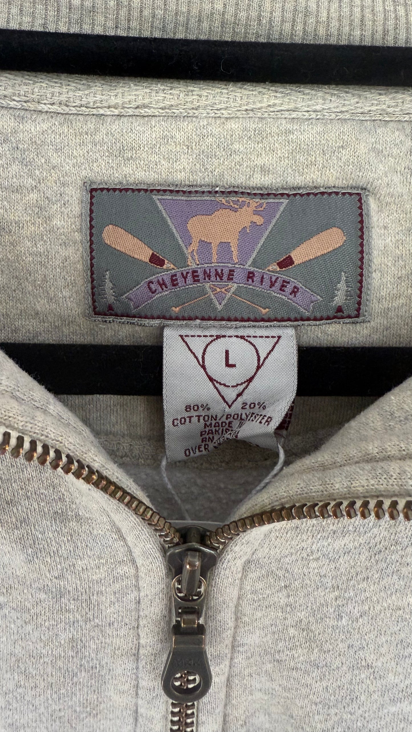 Vintage Alaskan Moose Cut-Off Quarter Zip (L)