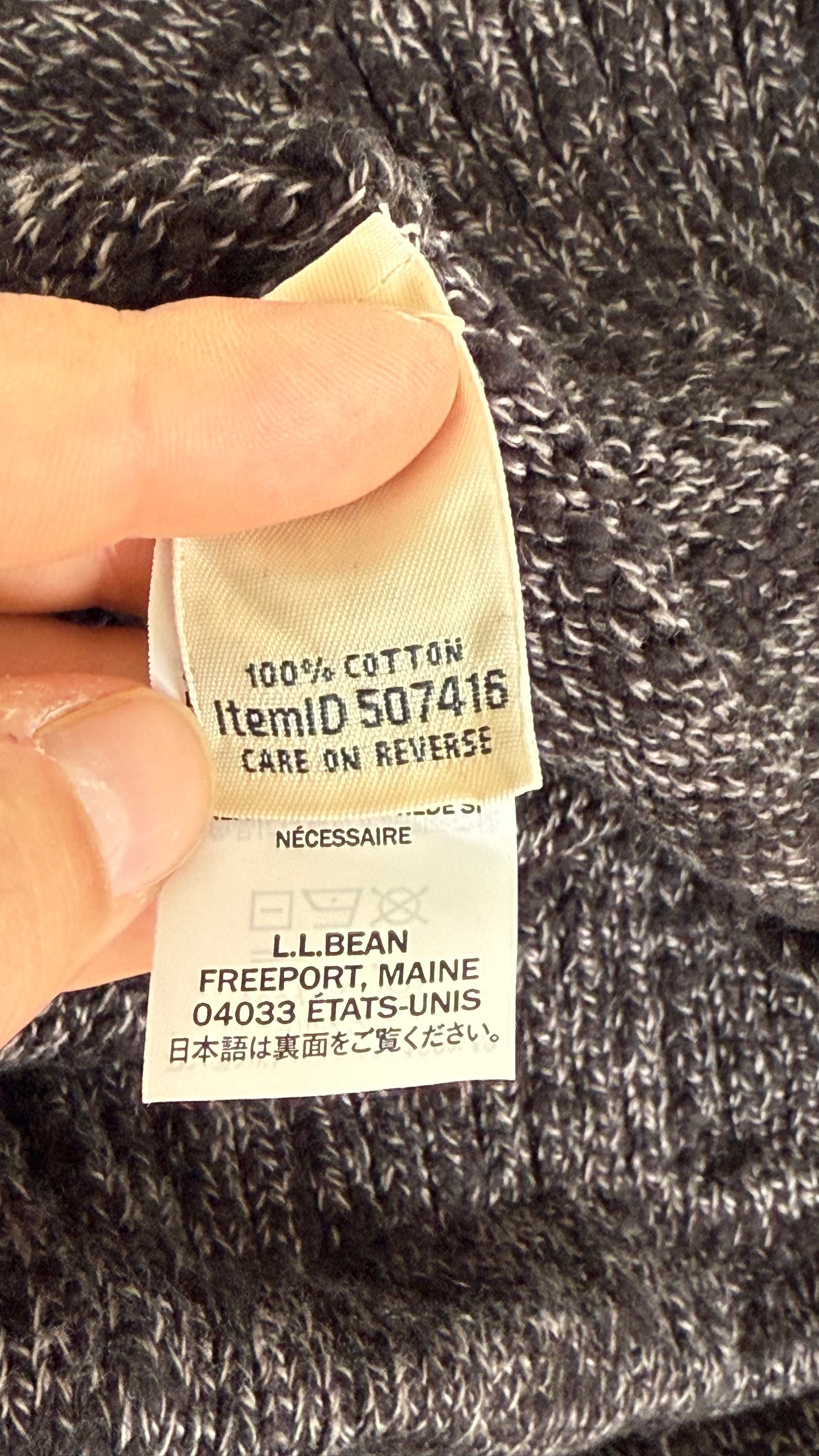Vintage LL Bean Roll Neck Heather Charcoal Sweater (L)